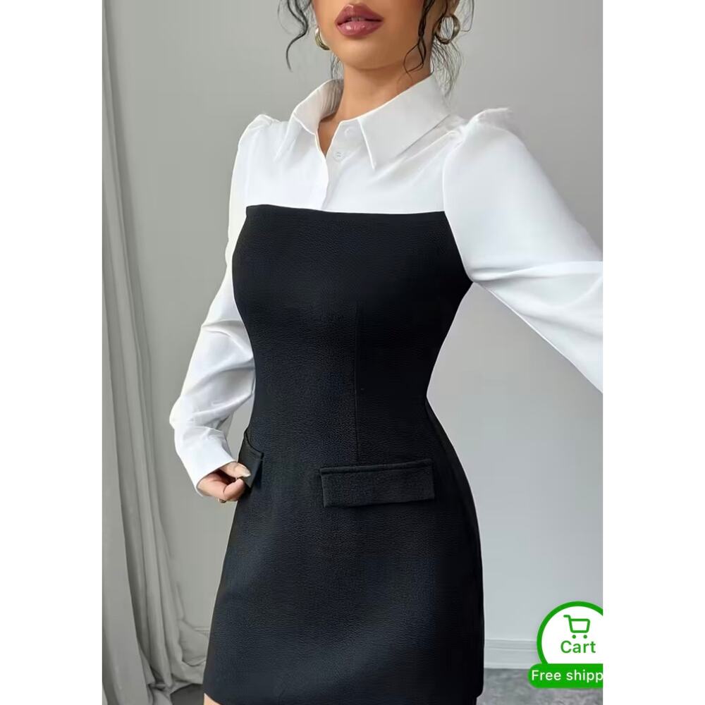 SHEIN size small black and white mini dress
